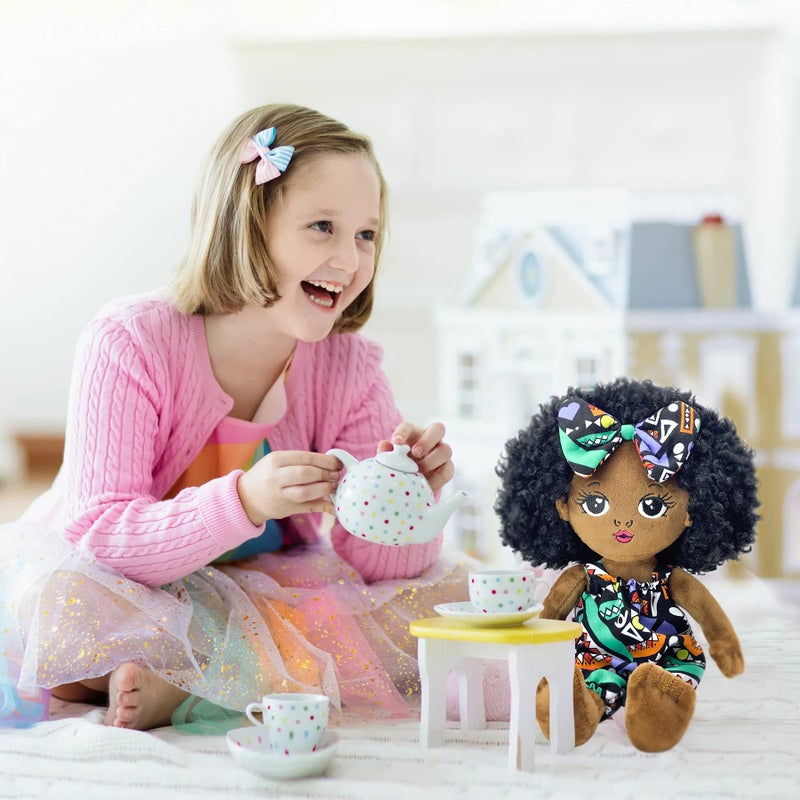 JUSTQUNSEEN Black Baby Dolls African American Doll Black Dolls 12''  Baby Dolls for 3 Year Old Girls Soft Doll for Girls Stuffed Plush Doll for Girl - Image 4